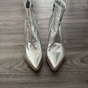 Silver ankle cowboy boots